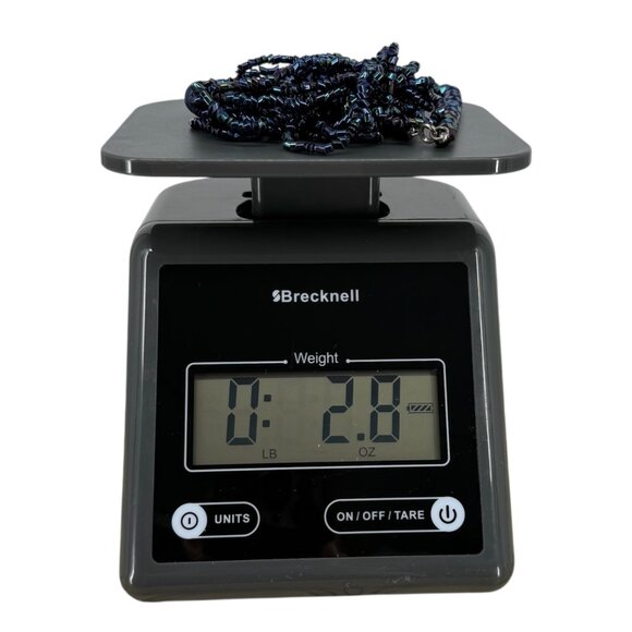 Peacock Blue Purple Multi Strand Iridescent Bead Necklace Faceted Glass - Picture 7 of 7